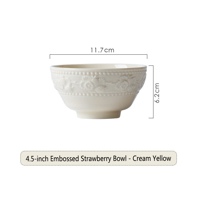 French Embossed Ceramic Strawberry Tableware