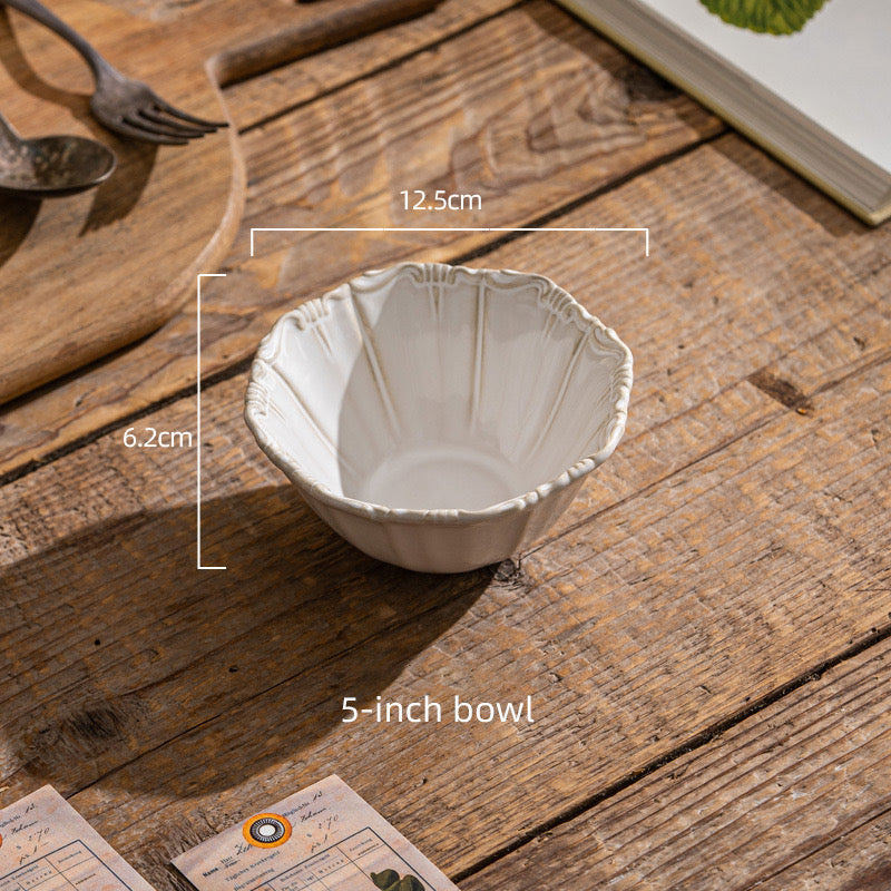 Elegant Ruffle-Edge Vintage Ceramic Dinnerware Set
