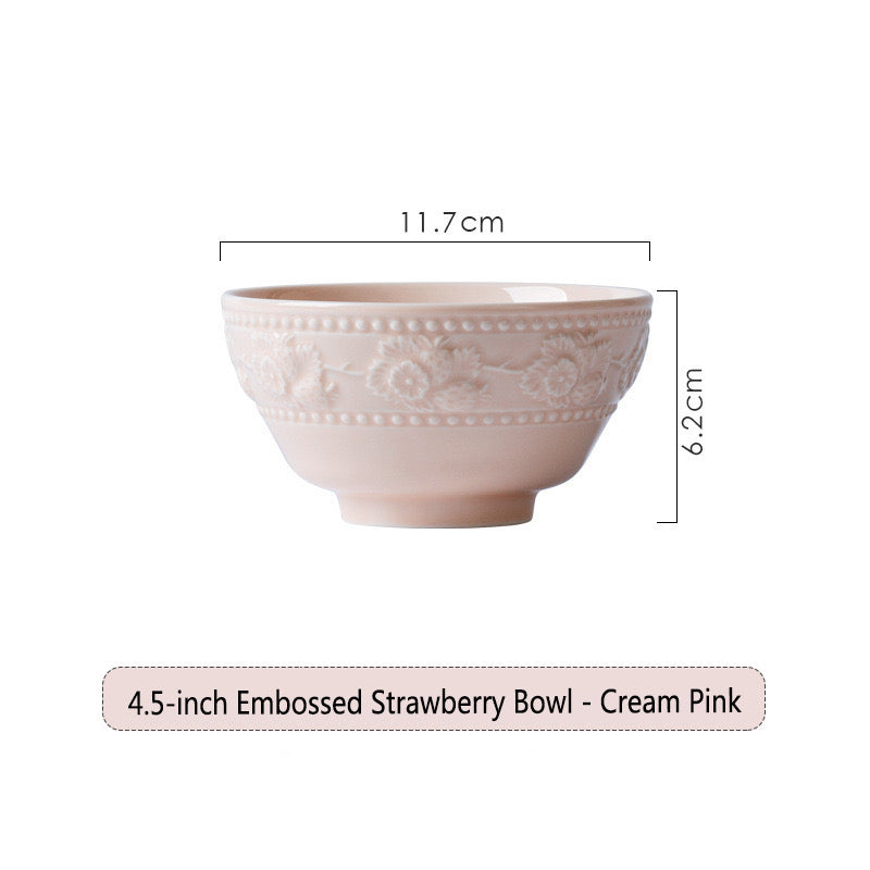 French Embossed Ceramic Strawberry Tableware