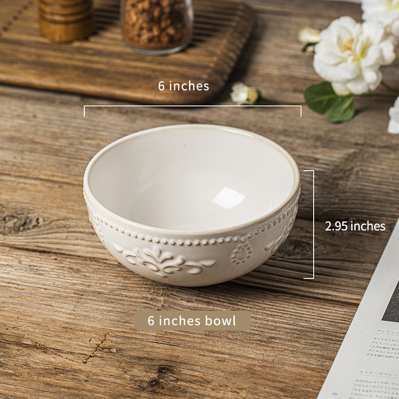 European-style embossed ceramic dinnerware set