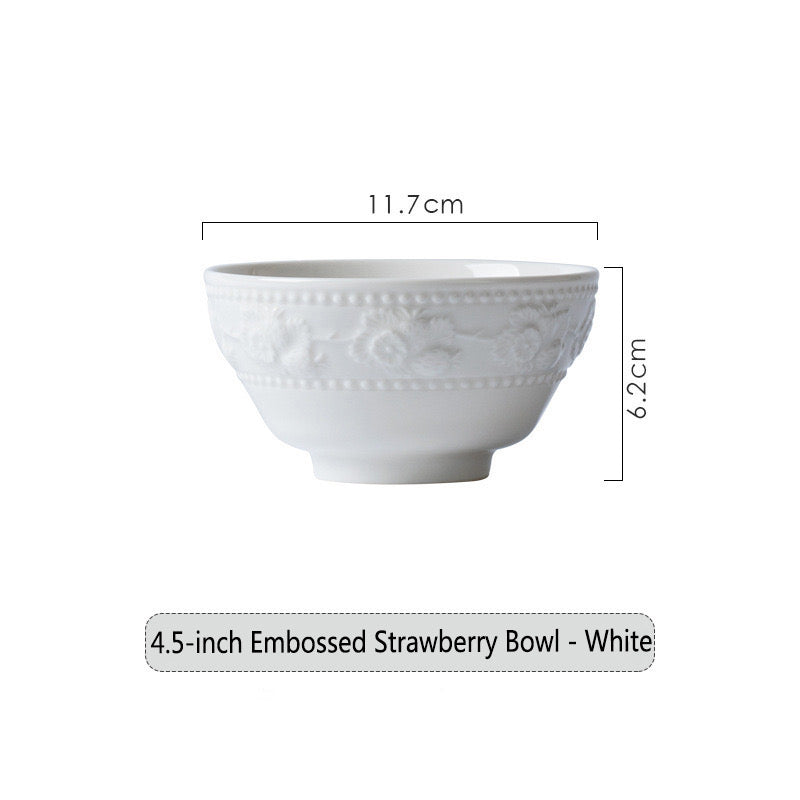 French Embossed Ceramic Strawberry Tableware