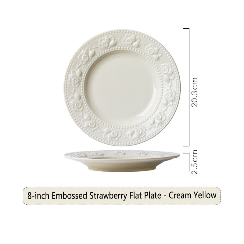 French Embossed Ceramic Strawberry Tableware