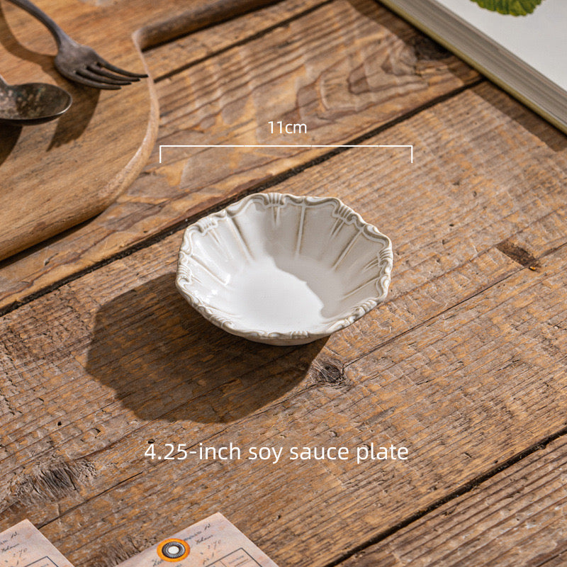 Elegant Ruffle-Edge Vintage Ceramic Dinnerware Set