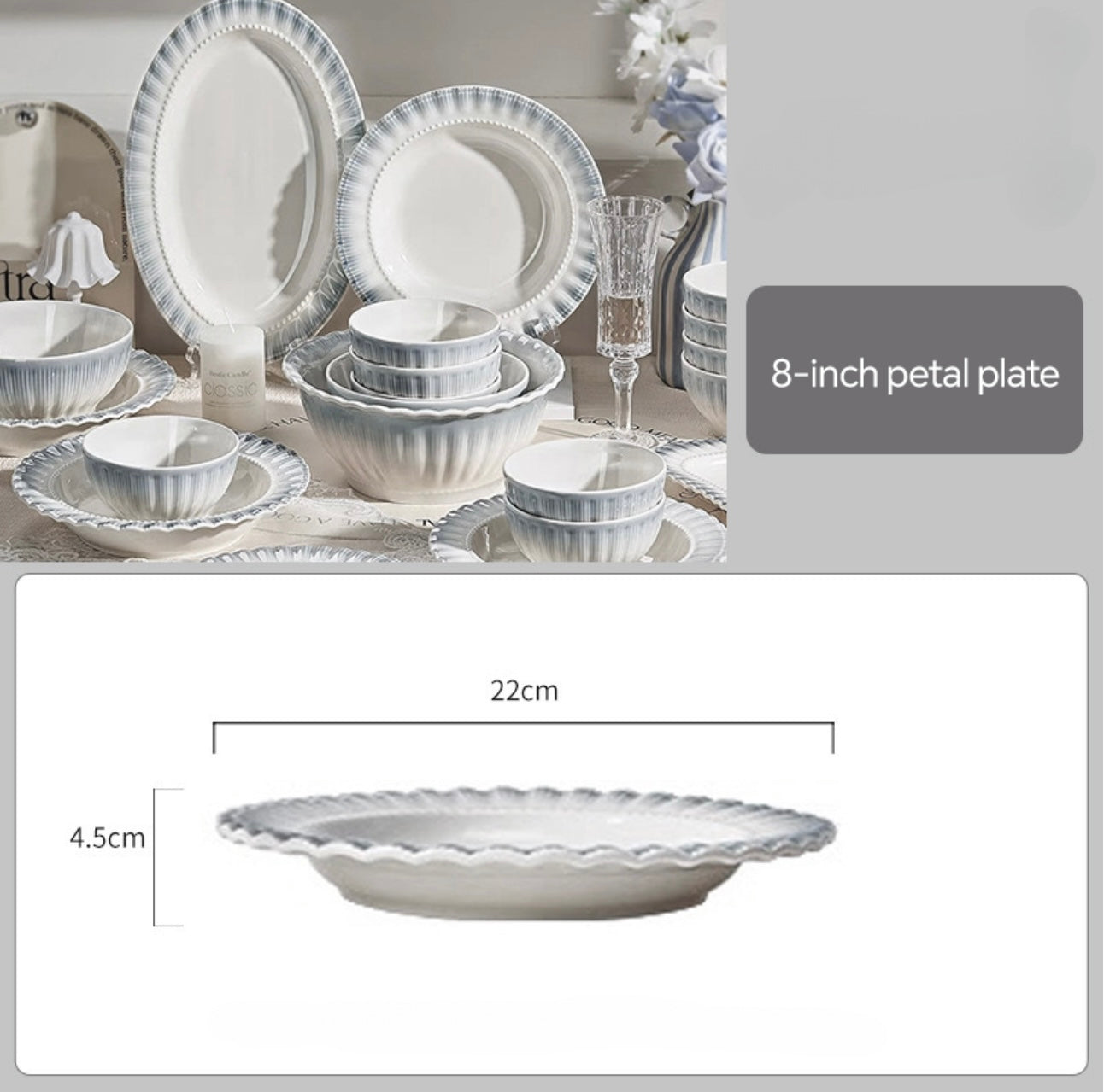 Lace Edge Elegance – French-Style Embossed Porcelain Dinnerware Set