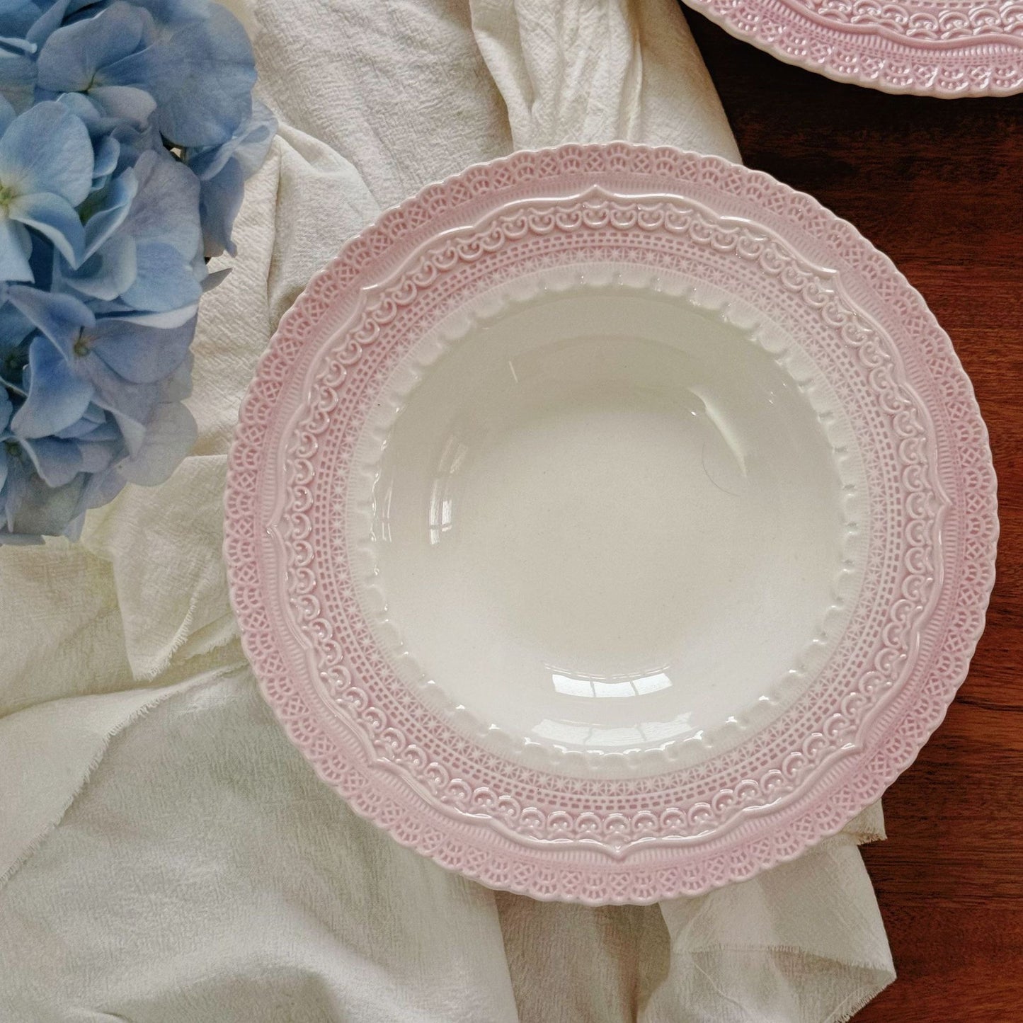 French Vintage Embossed Dinner Plate – Pink