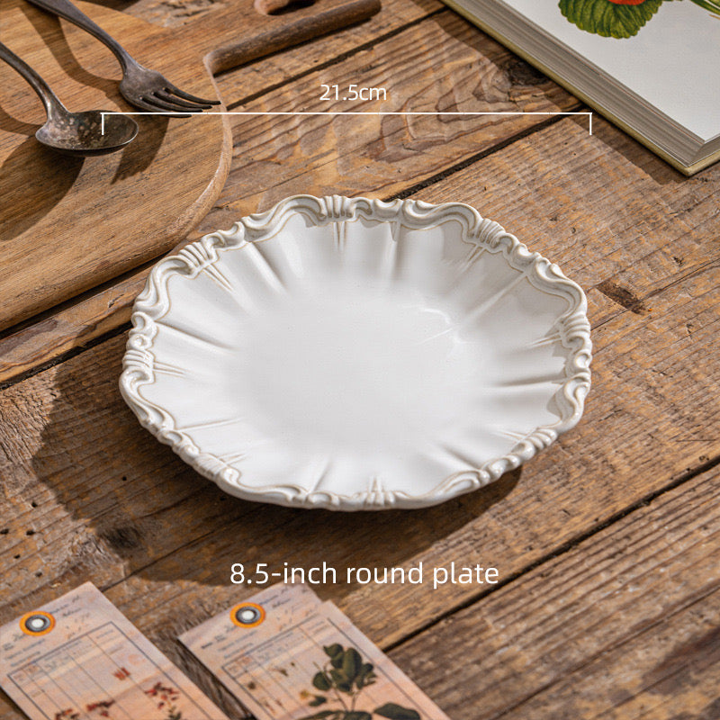 Elegant Ruffle-Edge Vintage Ceramic Dinnerware Set