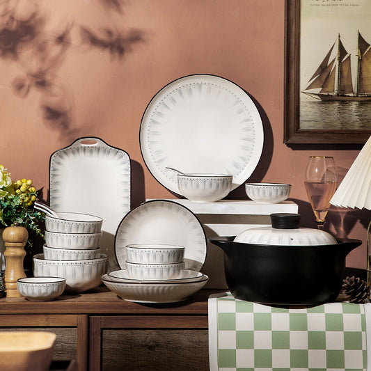 Minimalist Retro Glazed Ceramic Dinnerware Set