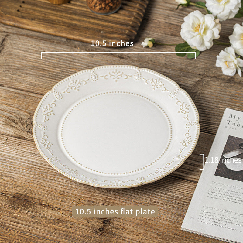 European-style embossed ceramic dinnerware set
