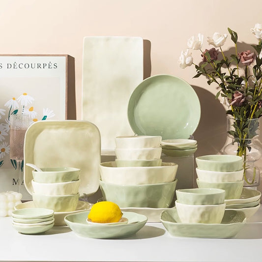 Pastel Glazed Creamy Ceramic Dinnerware