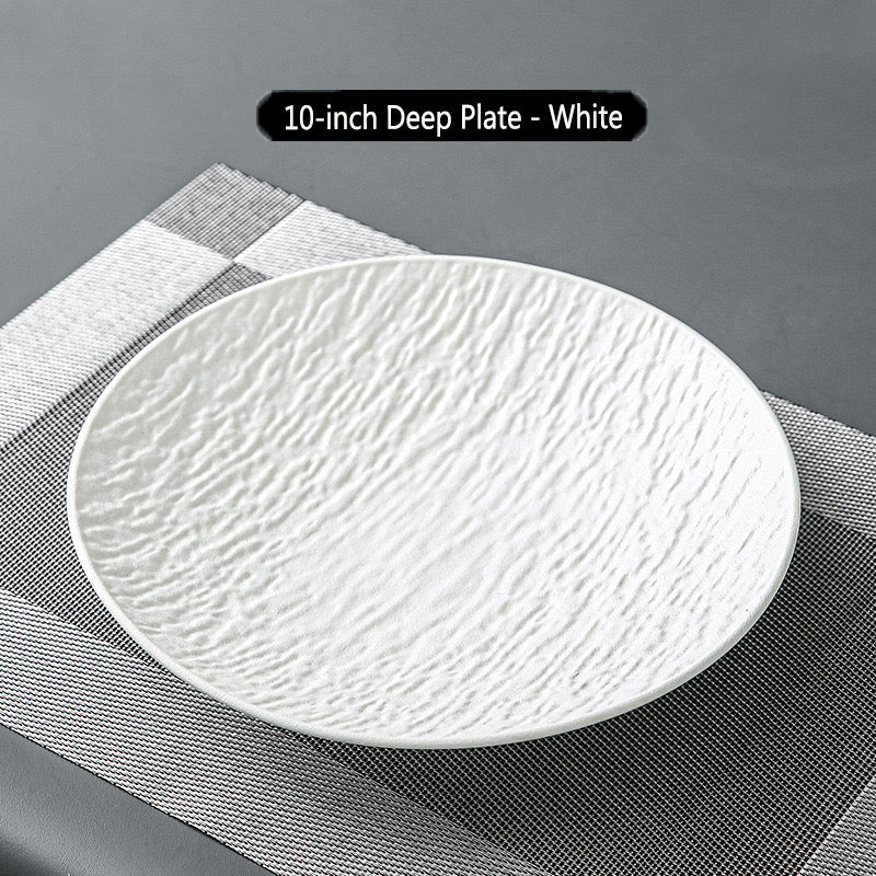 Stone-patterned ceramic bowls and plates