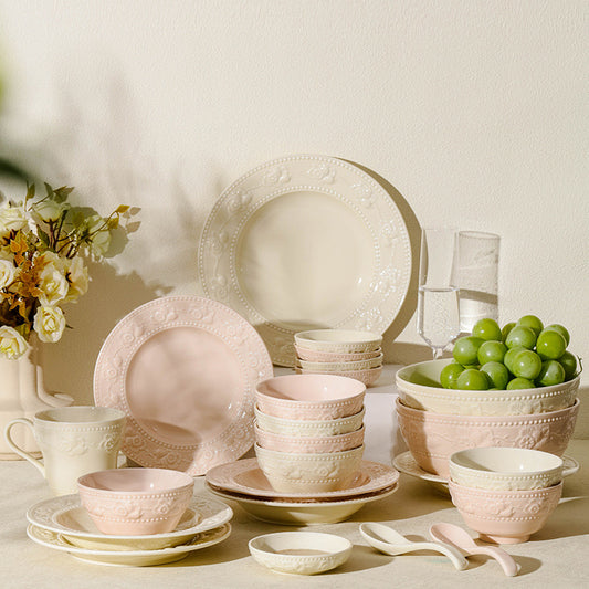 French Embossed Ceramic Strawberry Tableware