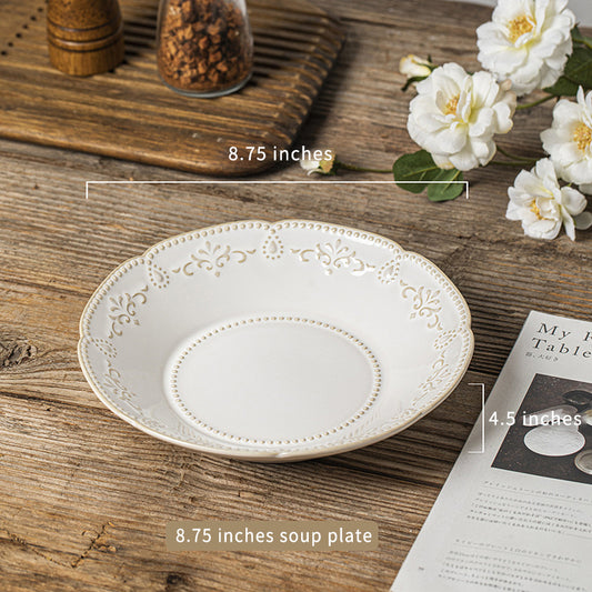 European-style embossed ceramic dinnerware set