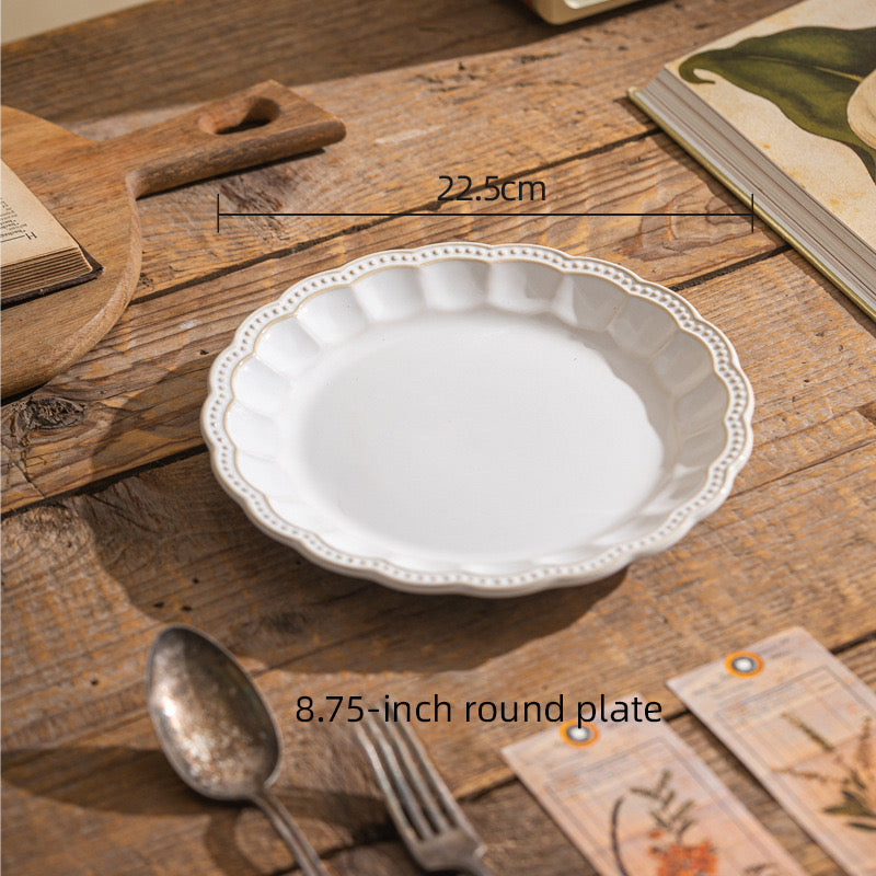 Vintage Scallop-Edge Ceramic Dinnerware