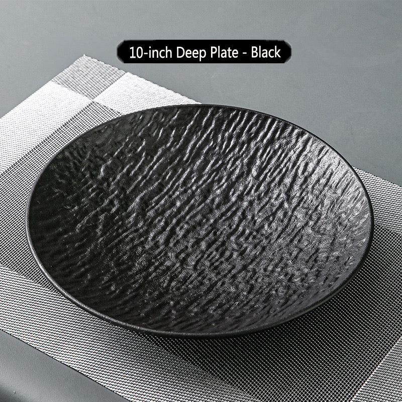 Stone-patterned ceramic bowls and plates