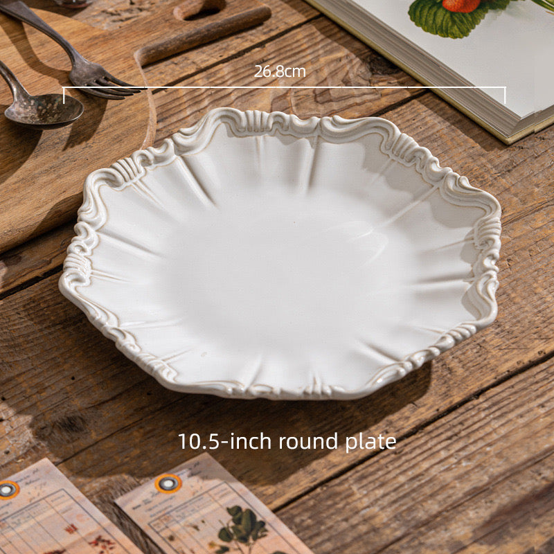 Elegant Ruffle-Edge Vintage Ceramic Dinnerware Set