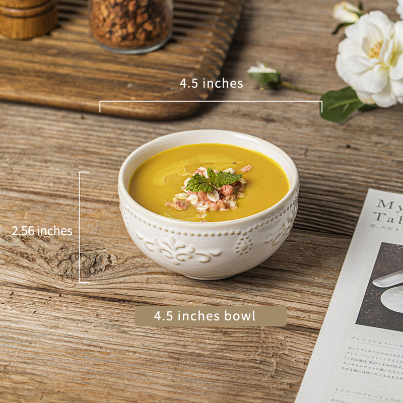 European-style embossed ceramic dinnerware set