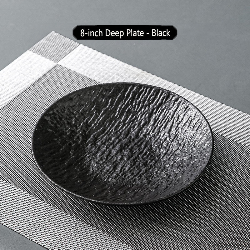 Stone-patterned ceramic bowls and plates