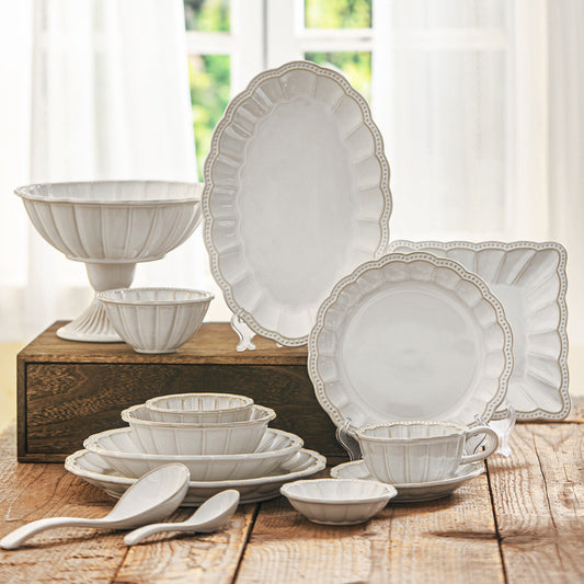 Vintage Scallop-Edge Ceramic Dinnerware