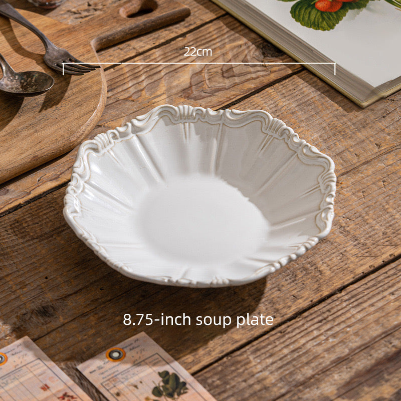 Elegant Ruffle-Edge Vintage Ceramic Dinnerware Set