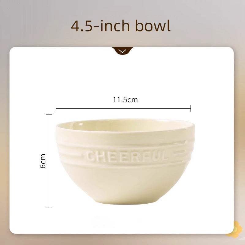 French Embossed 	Cream-Colored Ceramic Tableware